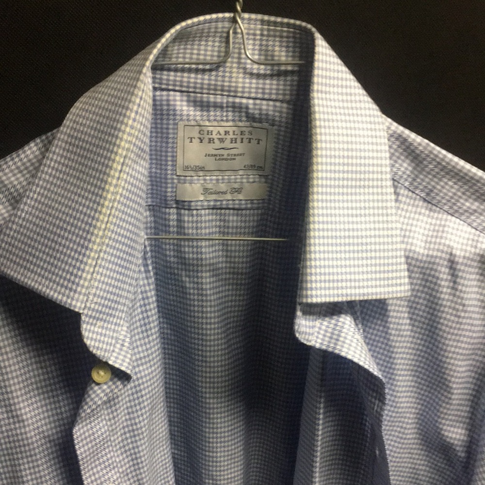Charles Tyrwhitt Blue Dress Shirt with Micro-Check Pattern
